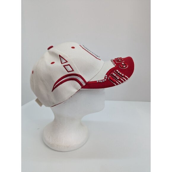 Ohio State Buckeyes White and Red with Bling Adjustable Strap Back Cap Hat - Picture 4 of 8